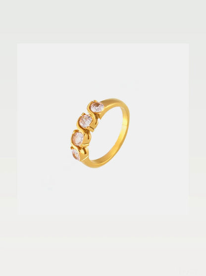 Stainless Steel Inlaid Zircon Ring — styled showcase — Livostyle