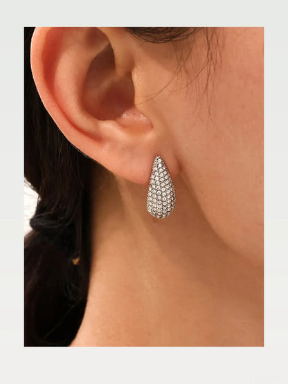 Stainless Steel Inlaid Zircon Teardrop Earrings — styled showcase — Livostyle