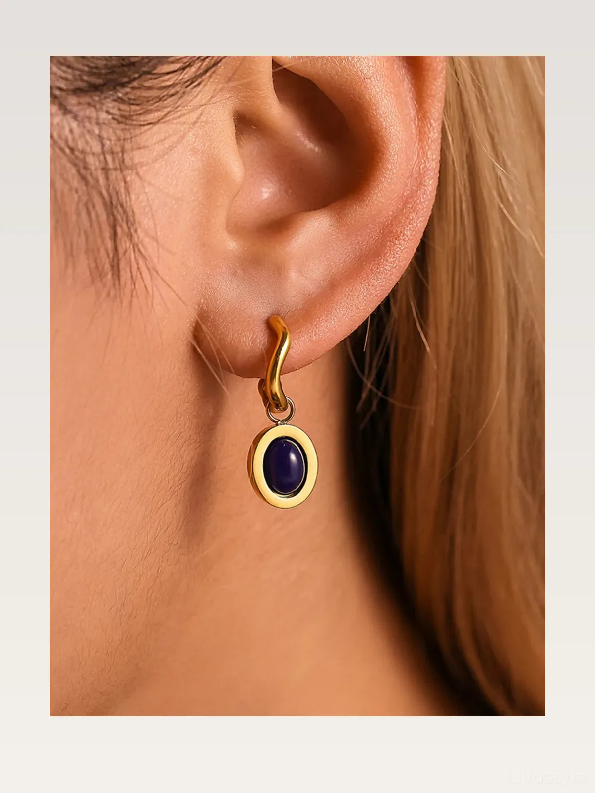 Stainless Steel Oval Drop Earrings — styled showcase — Livostyle