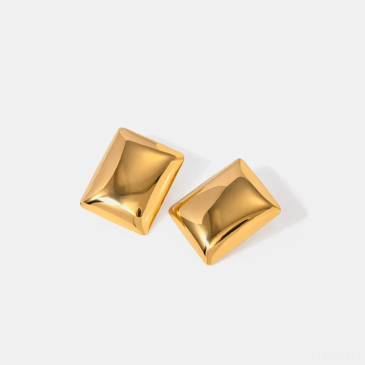 Stainless Steel Rectangular Stud Earrings — square view — Livostyle