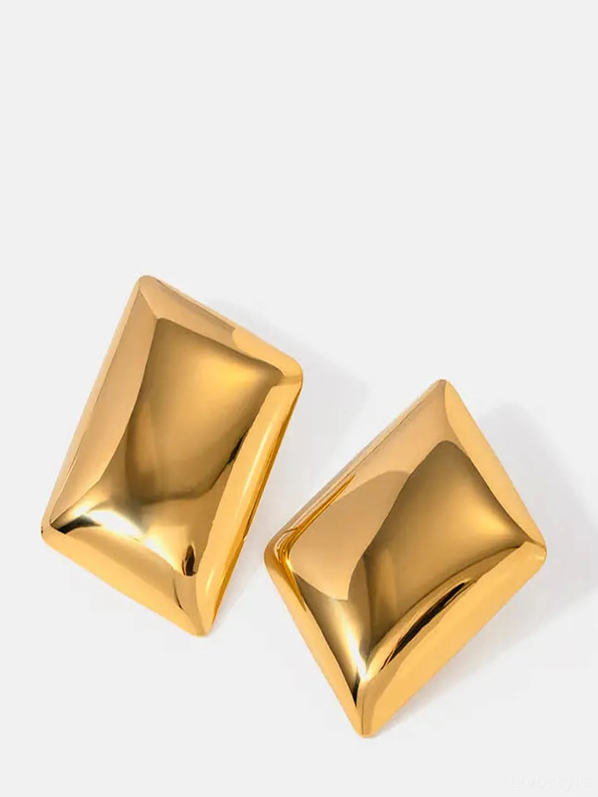 Stainless Steel Rectangular Stud Earrings — detail view — Livostyle