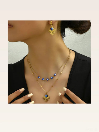 Stainless Steel Resin Necklace and Earrings Jewelry Set — styled showcase — Livostyle