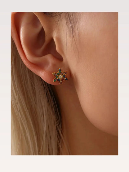 Stainless Steel Snowflake Stud Earrings — styled showcase — Livostyle