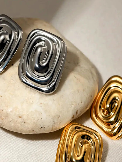 Stainless Steel Stud Earrings — detail view — Livostyle