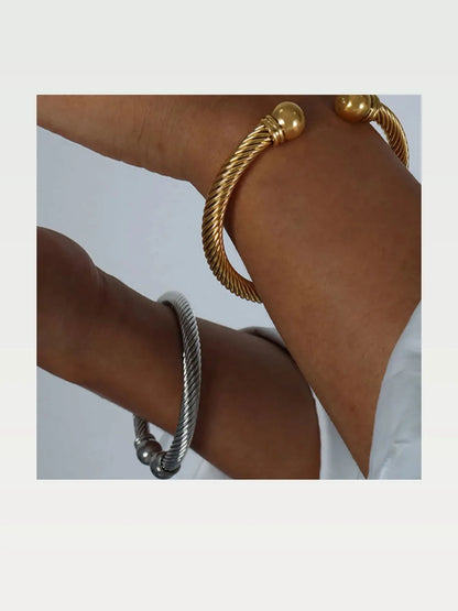Stainless Steel Twisted Cable Cuff Bracelet — styled showcase — Livostyle