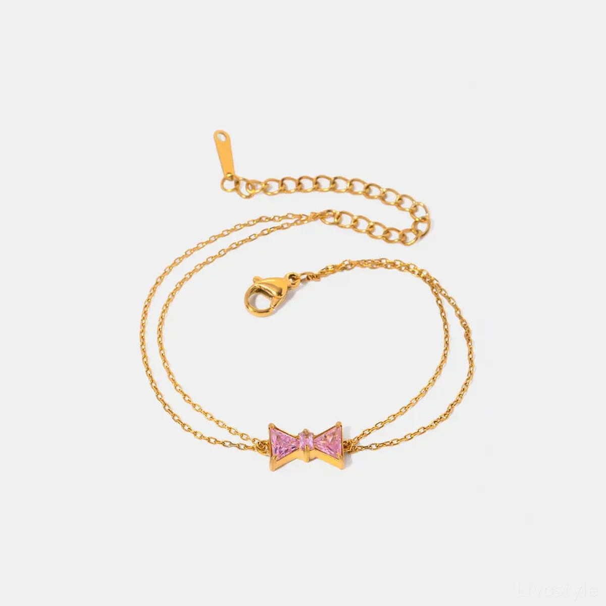 Stainless Steel Zircon Bow Bracelet — square view — Livostyle