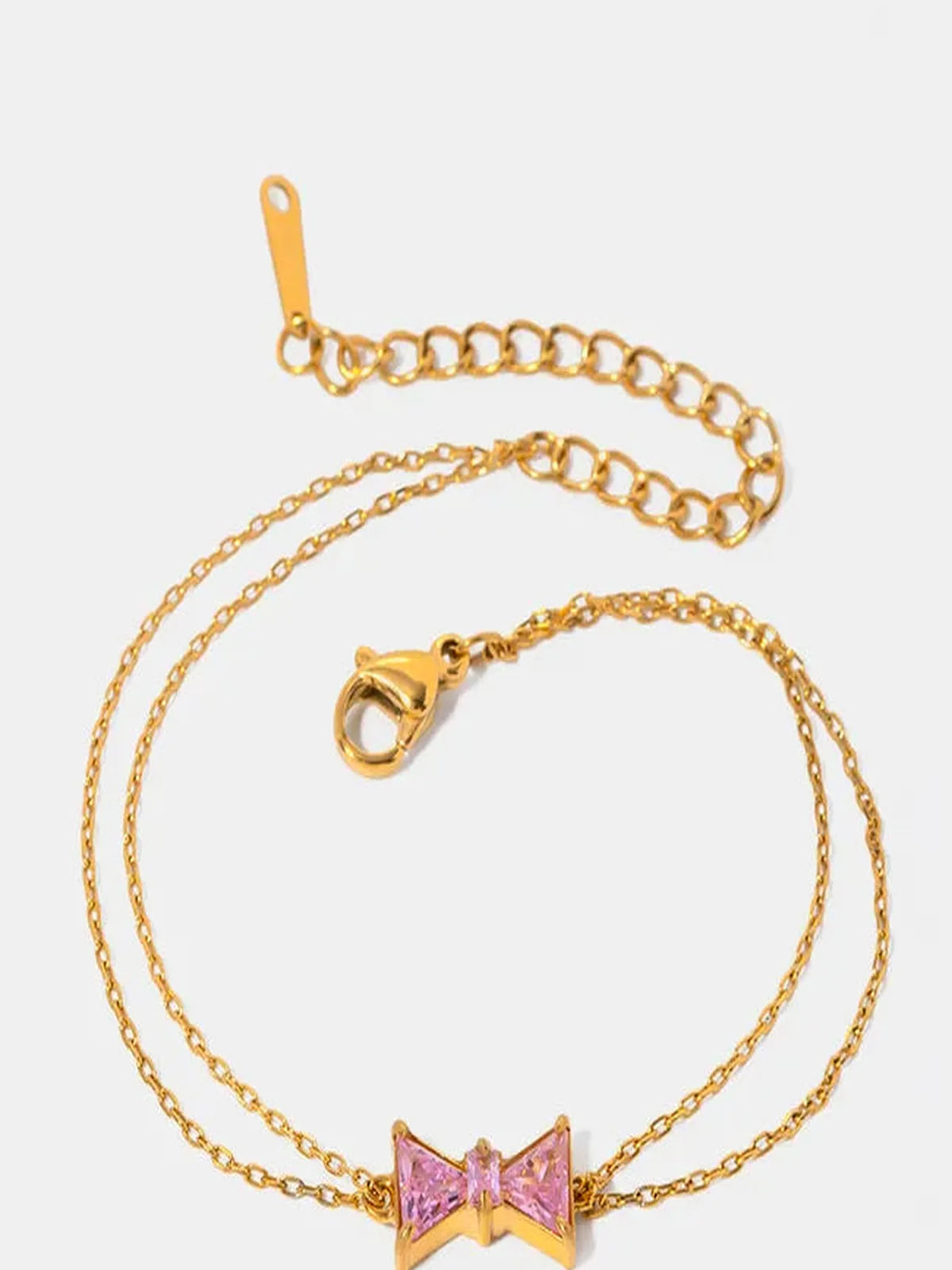 Stainless Steel Zircon Bow Bracelet — detail view — Livostyle