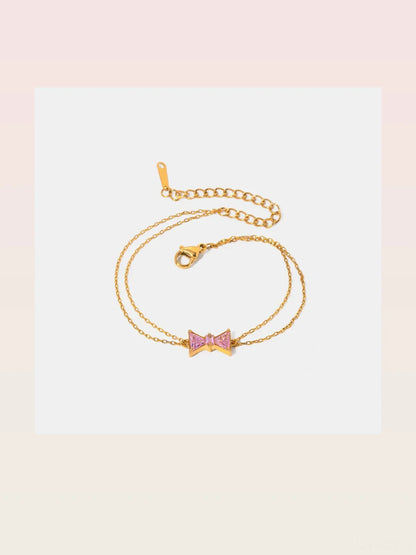Stainless Steel Zircon Bow Bracelet — styled showcase — Livostyle