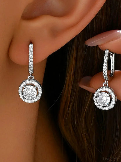 Stainless Steel Zircon Drop Earrings — detail view — Livostyle