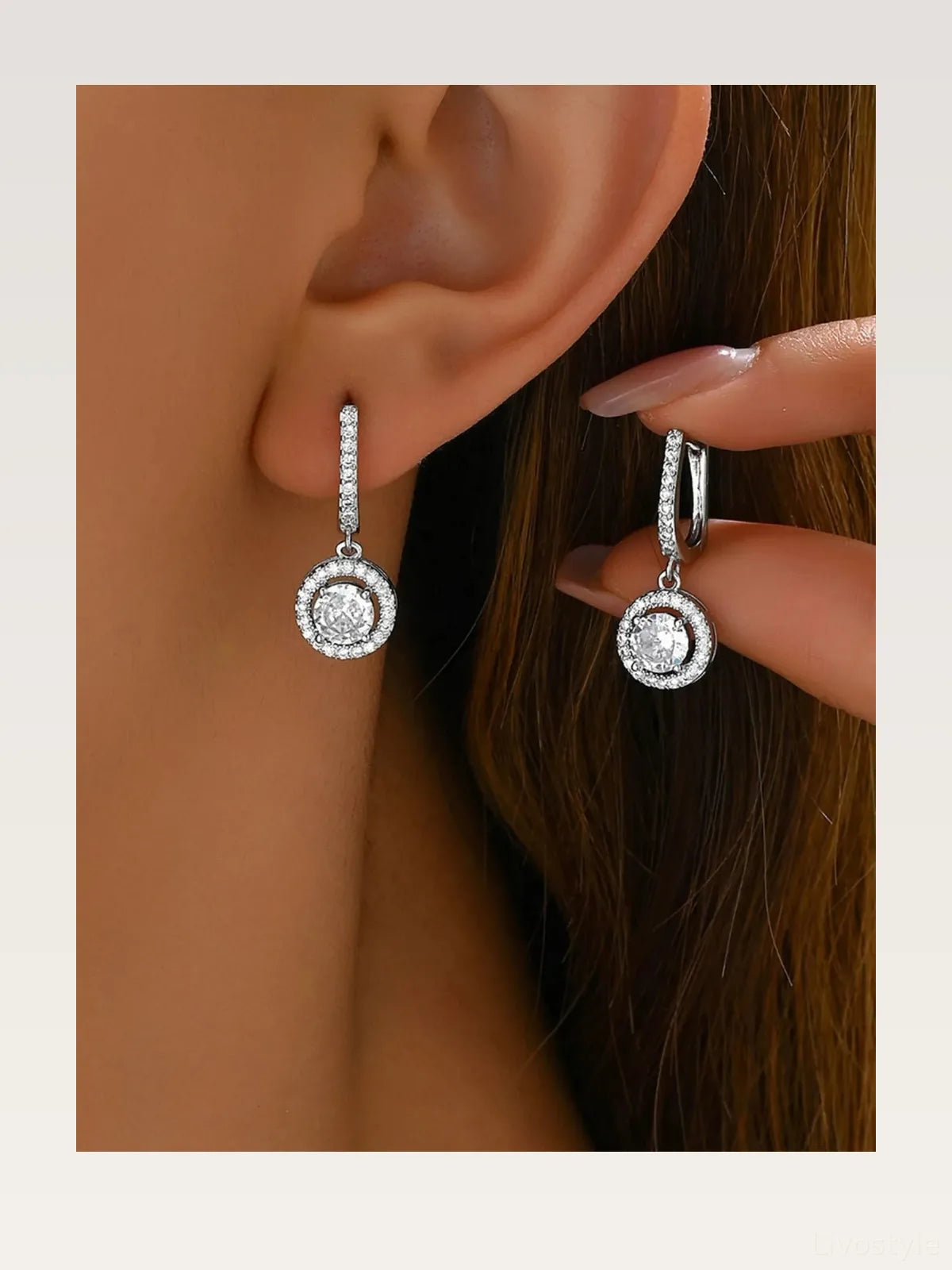 Stainless Steel Zircon Drop Earrings — styled showcase — Livostyle