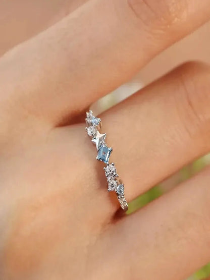 Star Inlaid Zircon Ring — detail view — Livostyle