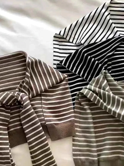 Striped Contrast Knit Wrap — detail view — Livostyle