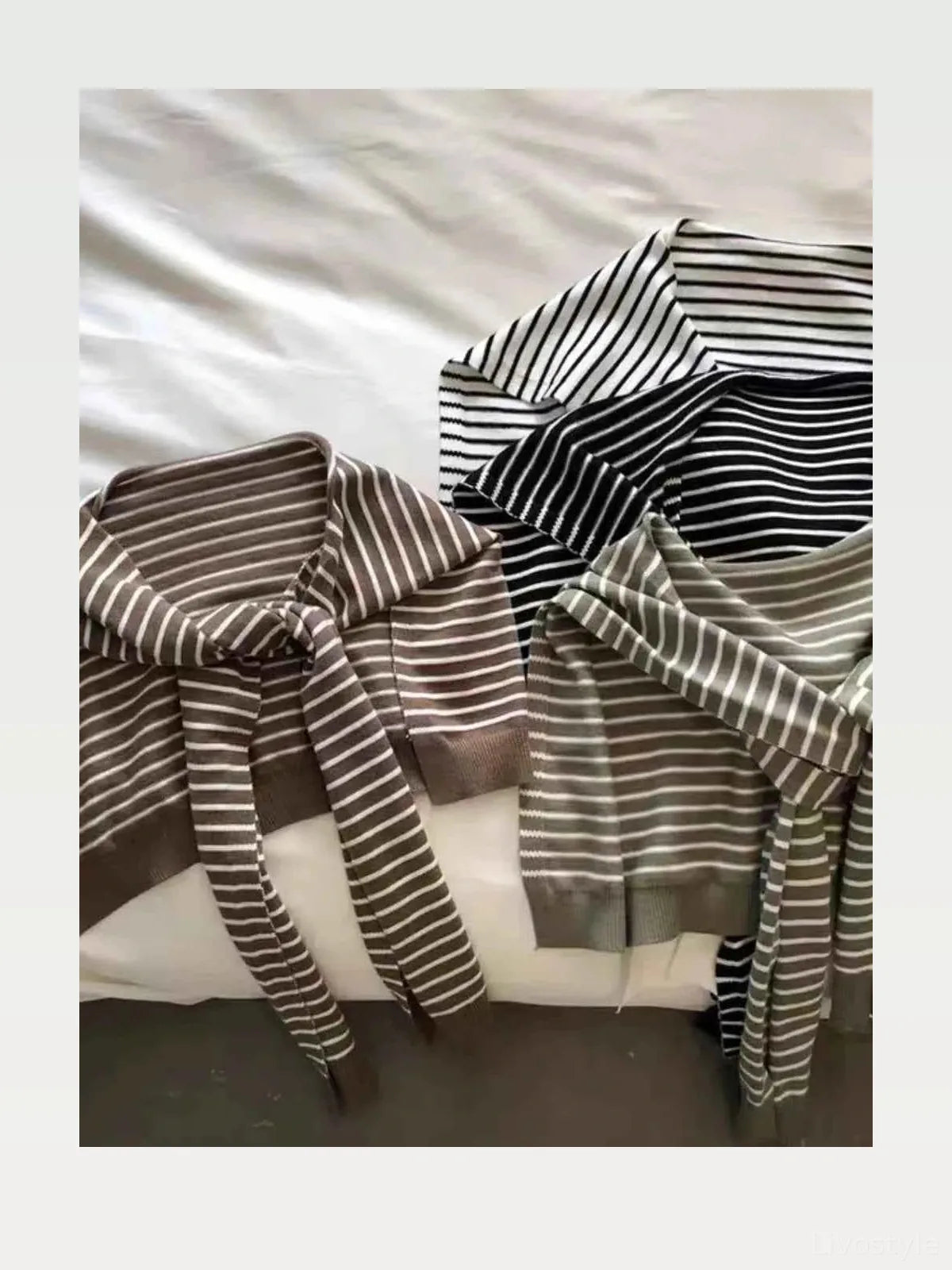 Striped Contrast Knit Wrap — styled showcase — Livostyle