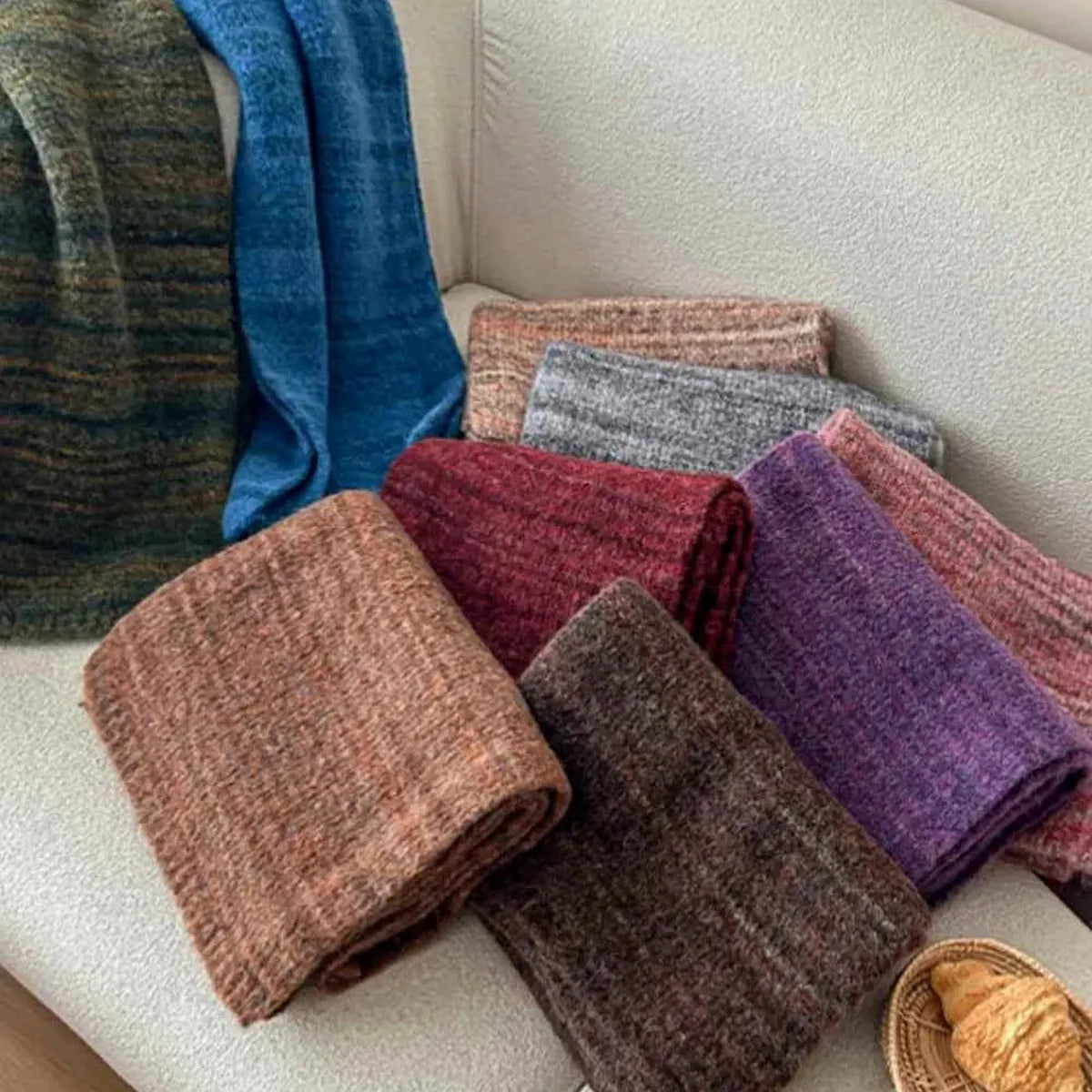 Striped Detail Knit Scarf — square view — Livostyle