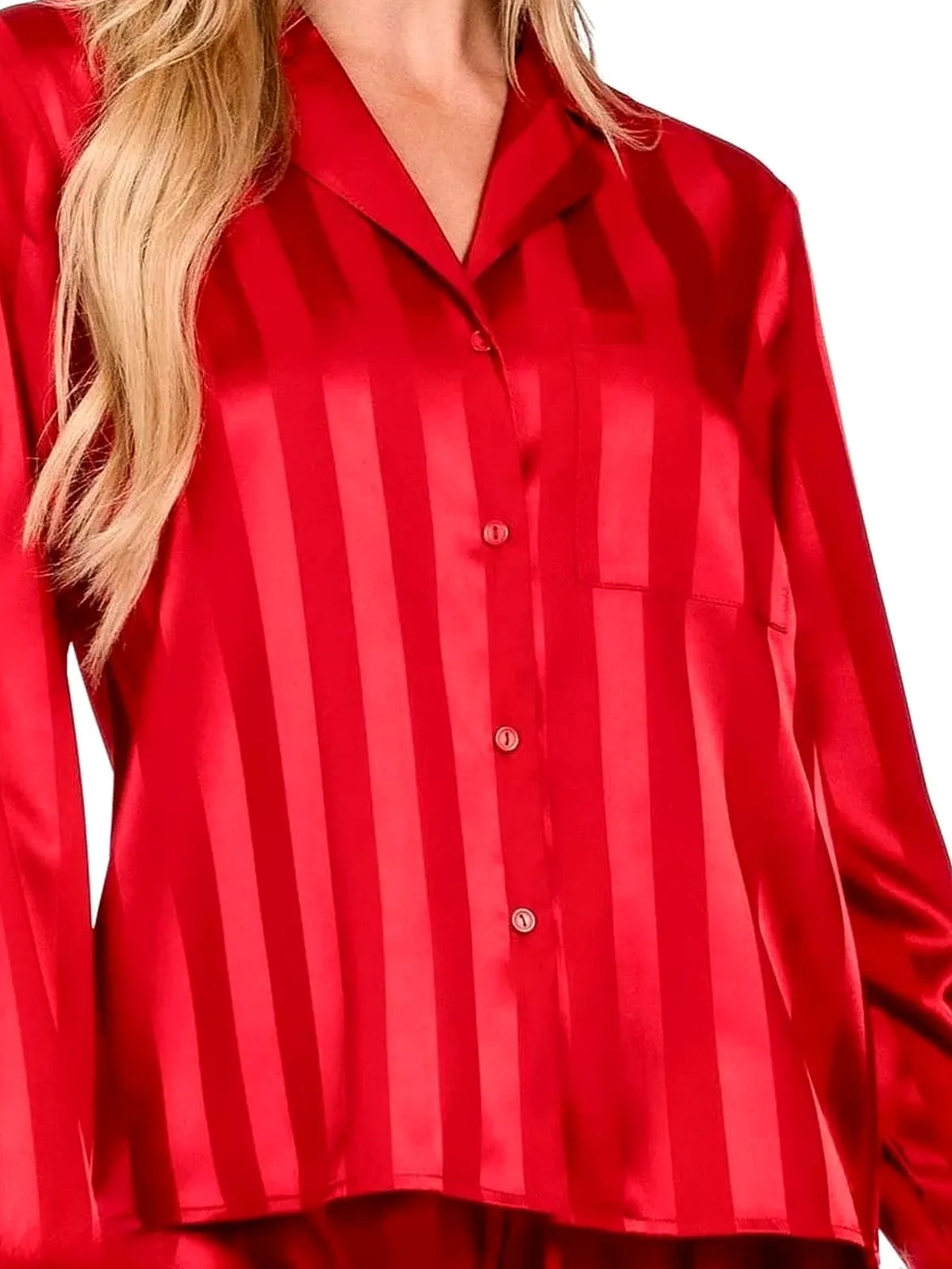 Striped Feather Trim Shirt and Shorts Lounge Set — detail view — Livostyle