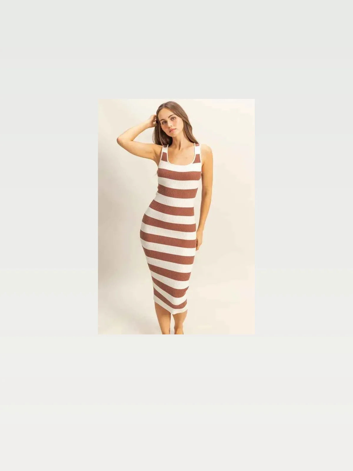 Striped Scoop Neck Wide Strap Knit Dress — styled showcase — Livostyle