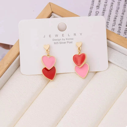Sweet Doubl Heart Drop Earrings — square view — Livostyle