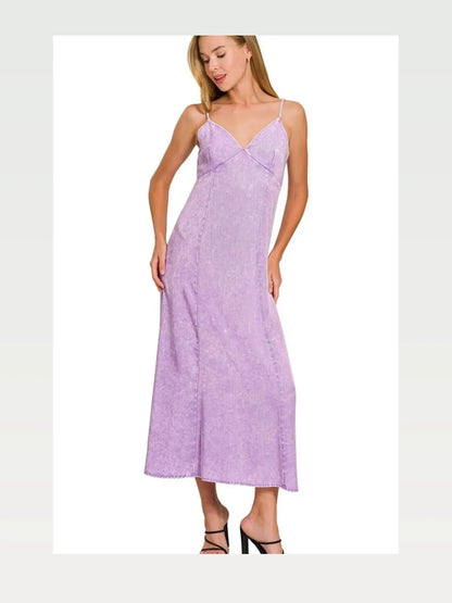 Tencel Mineral Washed Maxi Dress in B LAVENDER — styled showcase — Livostyle