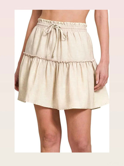 Tencel Washed Tiered Mini Skirts — styled showcase — Livostyle