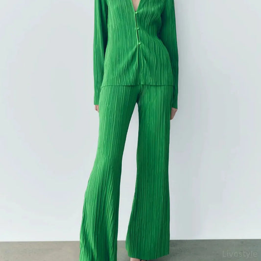 Texture Long Sleeve Top and Pants Lounge Set — square view — Livostyle