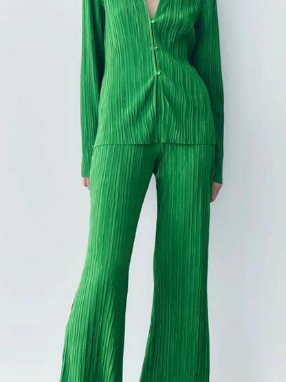 Texture Long Sleeve Top and Pants Lounge Set — detail view — Livostyle