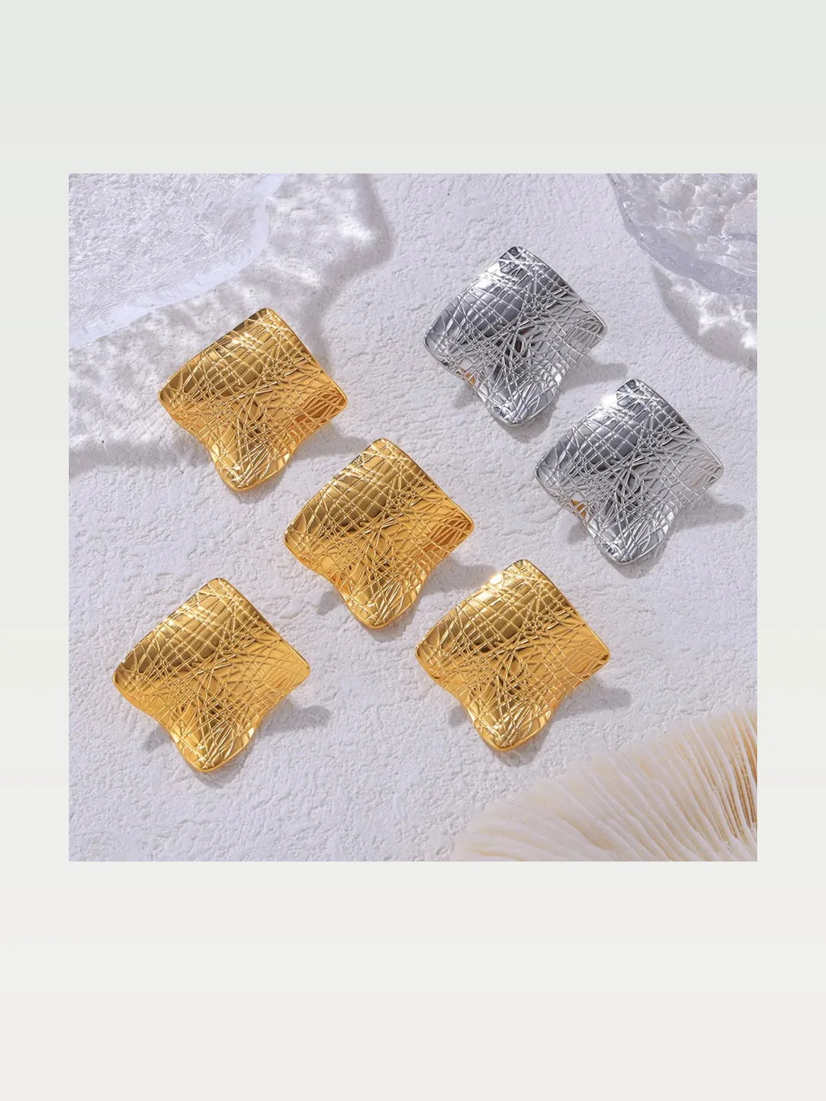 Textured Titanium Steel Stud Earrings — styled showcase — Livostyle