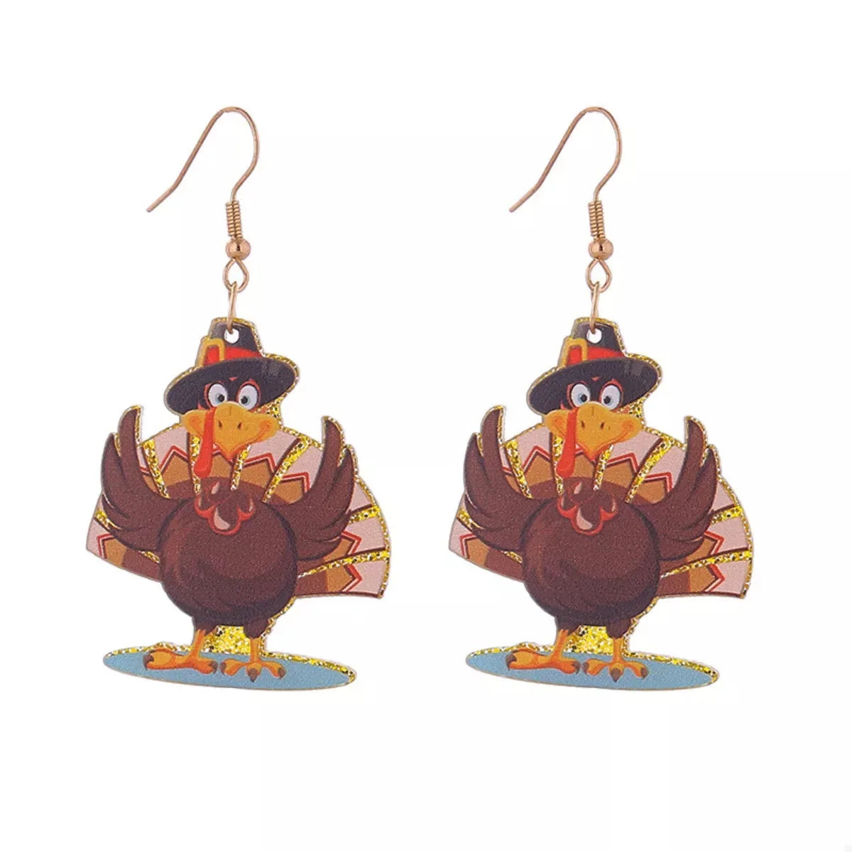 Thanksgiving Turkey Dangle Earrings — square view — Livostyle