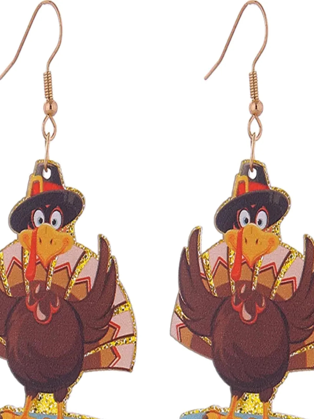 Thanksgiving Turkey Dangle Earrings — detail view — Livostyle