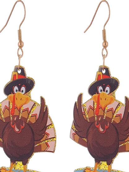 Thanksgiving Turkey Dangle Earrings — detail view — Livostyle