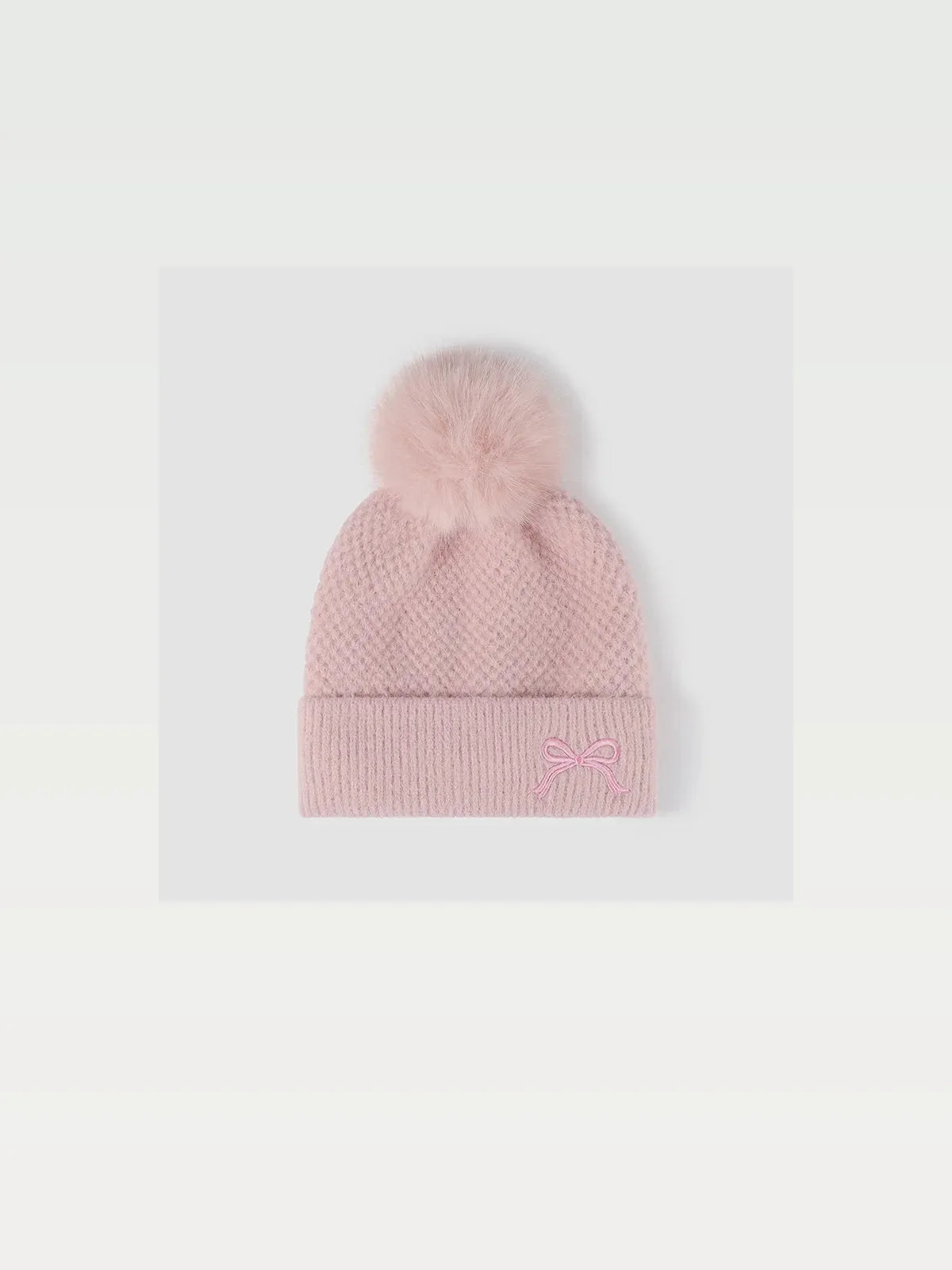 Thermal Bow Knit Hat with Pompom — styled showcase — Livostyle