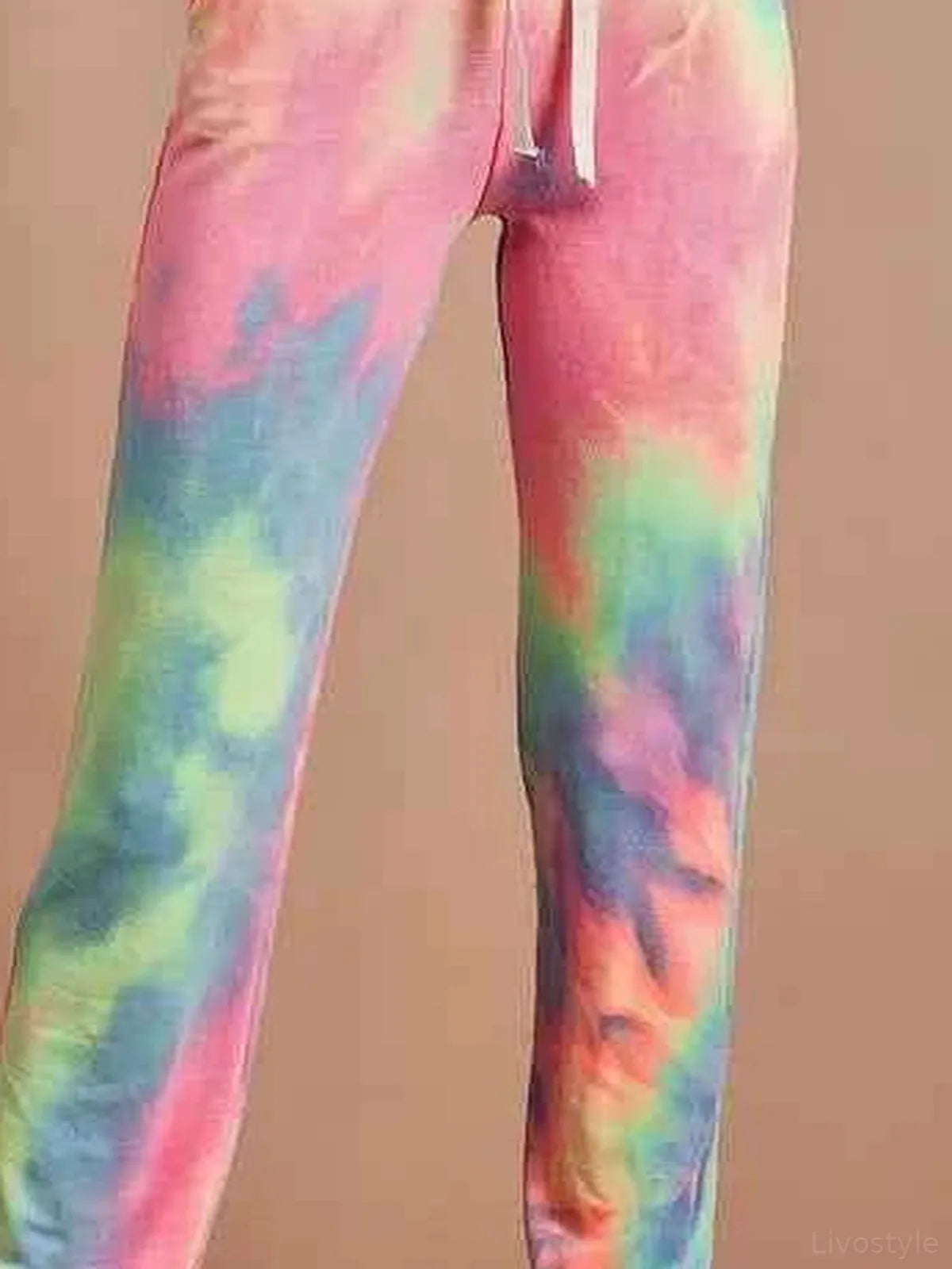 Tie Dye French Terry Casual Pants — detail view — Livostyle