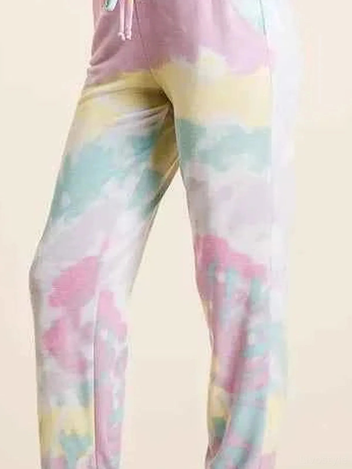 Tie Dye French Terry Casual Pants — detail view — Livostyle