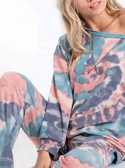 Tie Dye French Terry Casual Pants — detail view — Livostyle