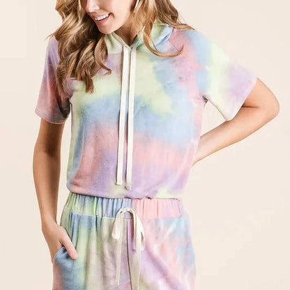 Tie Dye French Terry Hoodie Top and Bottom Set — square view — Livostyle