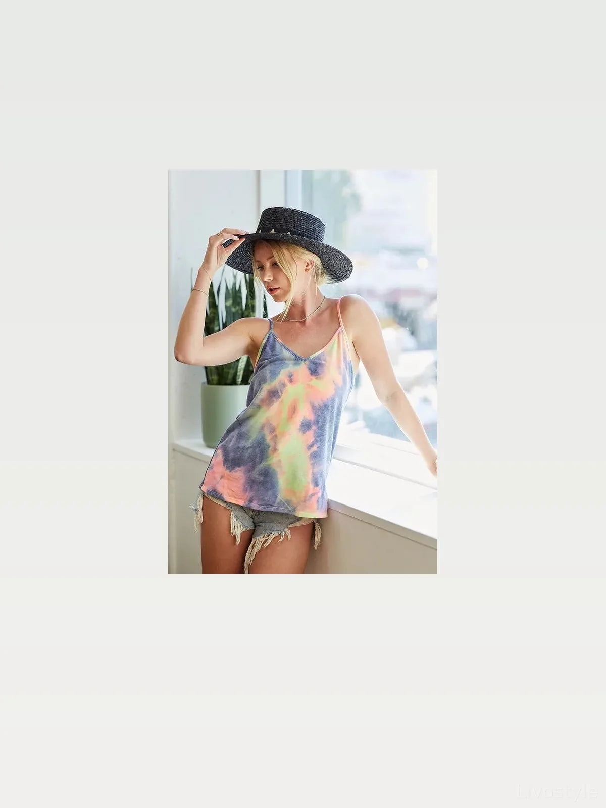 Vibrant Tie Dye French Terry Knit Camisole — styled showcase — Livostyle