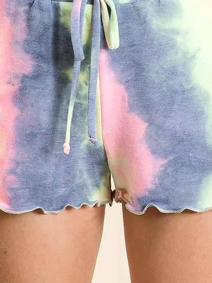 Tie Dye French Terry Shorts and Curly Edge — detail view — Livostyle