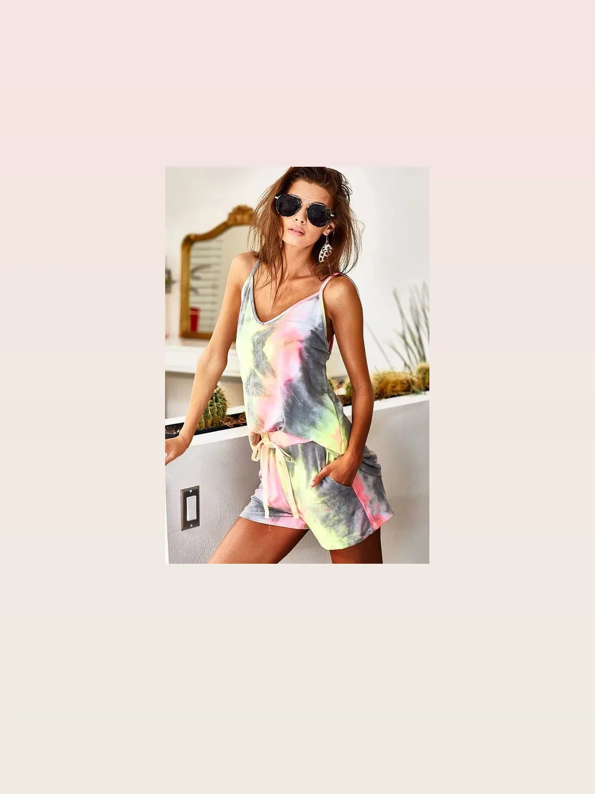 Tie Dye Print Shorts With Twill Tape Drawstring — styled showcase — Livostyle