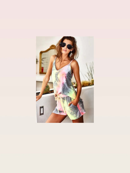 Tie Dye Print Shorts With Twill Tape Drawstring — styled showcase — Livostyle