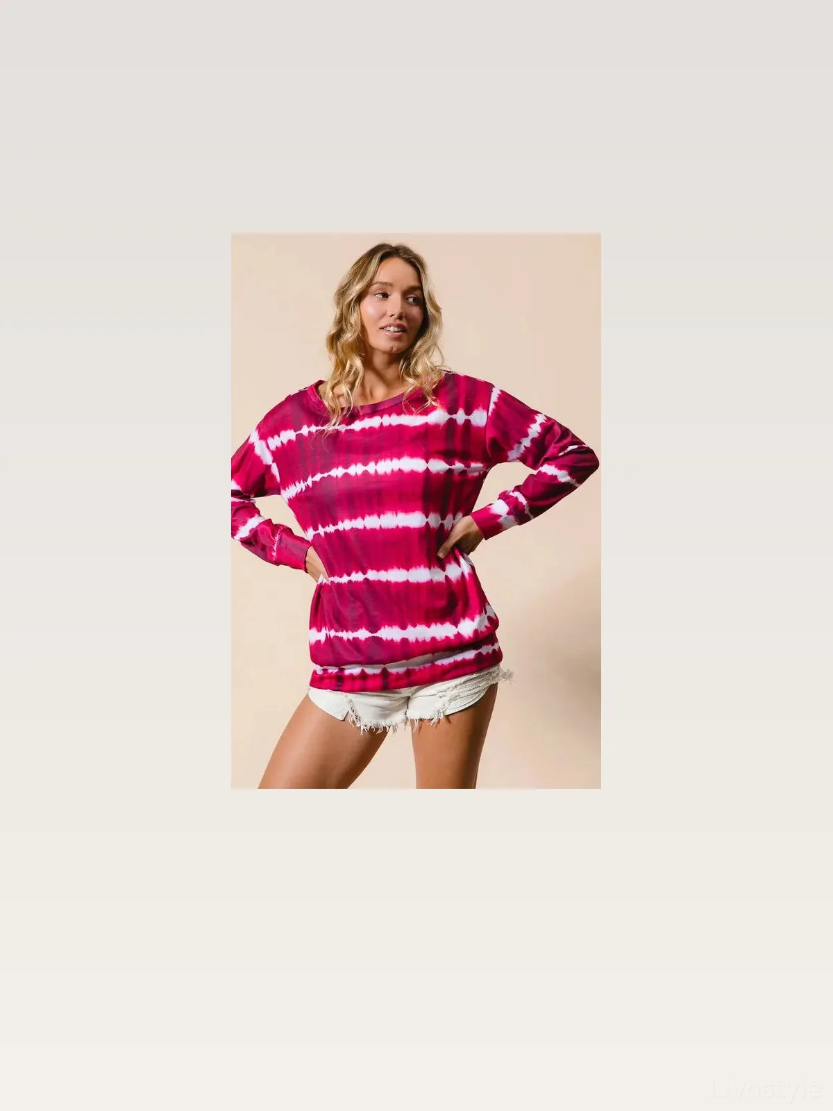 Stylish Terry Sweatshirt in Trendy Tie-Dye Print — styled showcase — Livostyle