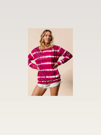Stylish Terry Sweatshirt in Trendy Tie-Dye Print — styled showcase — Livostyle