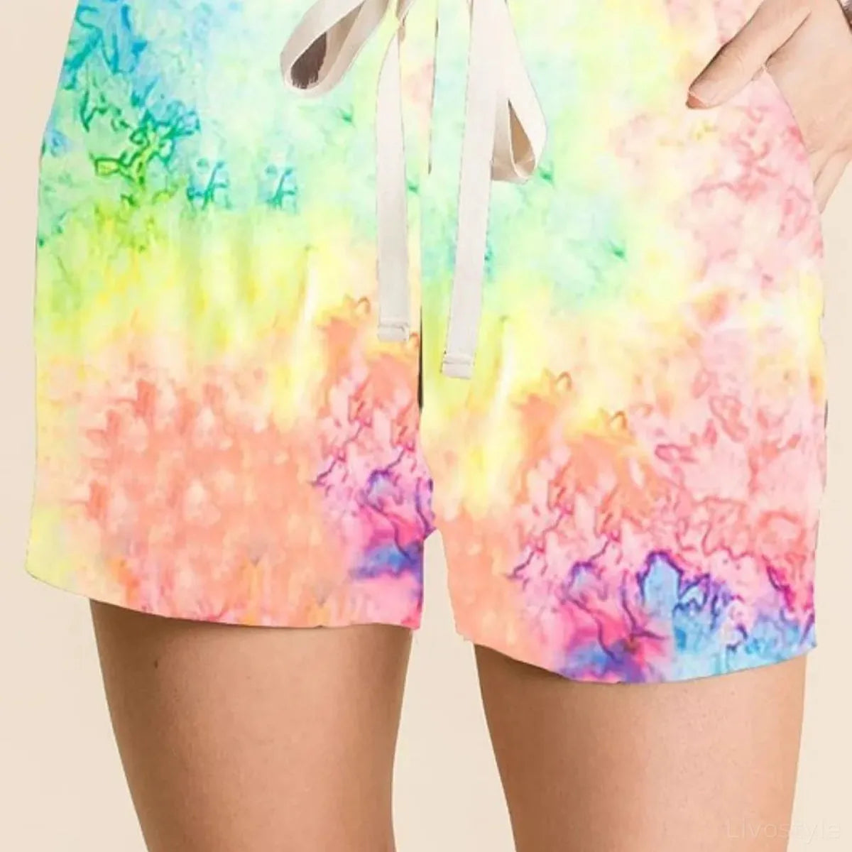 Tie Dye Soft Knit Casual Shorts — square view — Livostyle