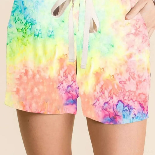 Tie Dye Soft Knit Casual Shorts — square view — Livostyle