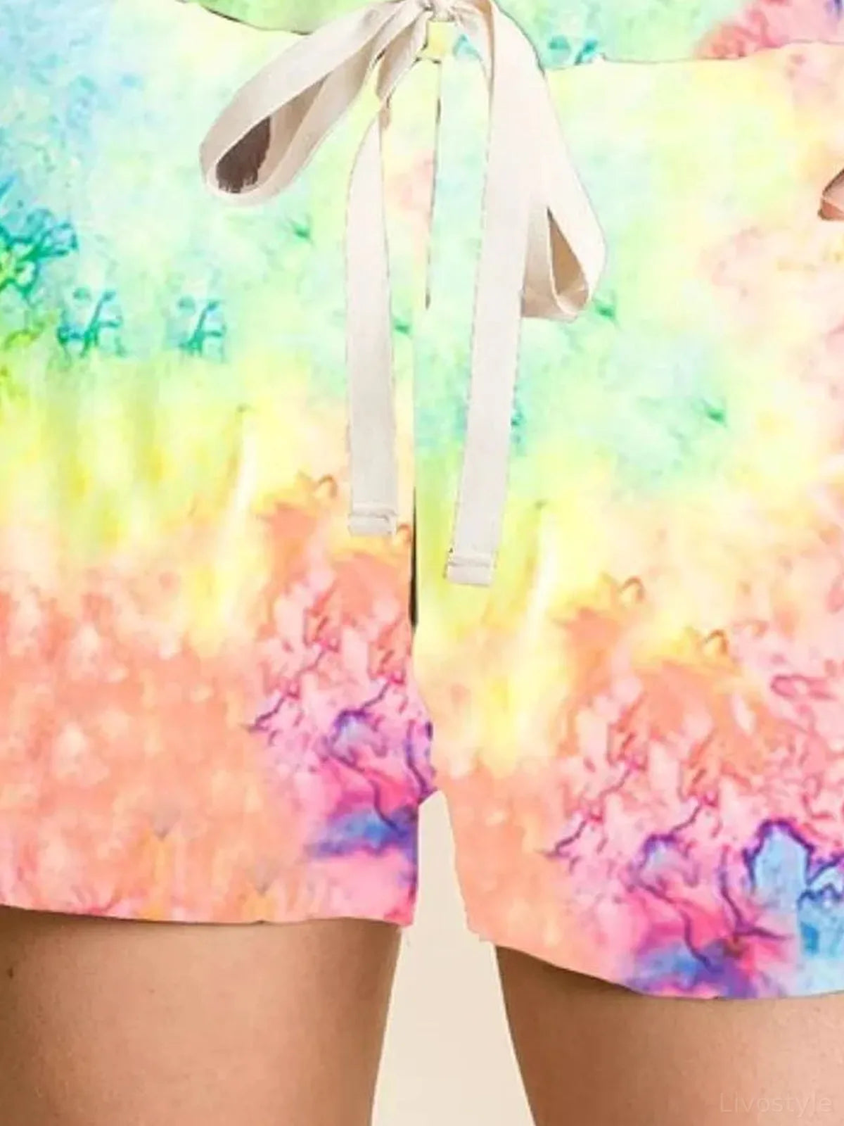 Tie Dye Soft Knit Casual Shorts — detail view — Livostyle