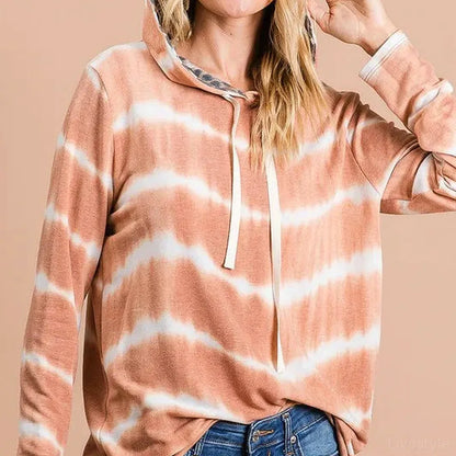 Stylish Tie-Dye & Leopard Print Terry Hoodie — square view — Livostyle