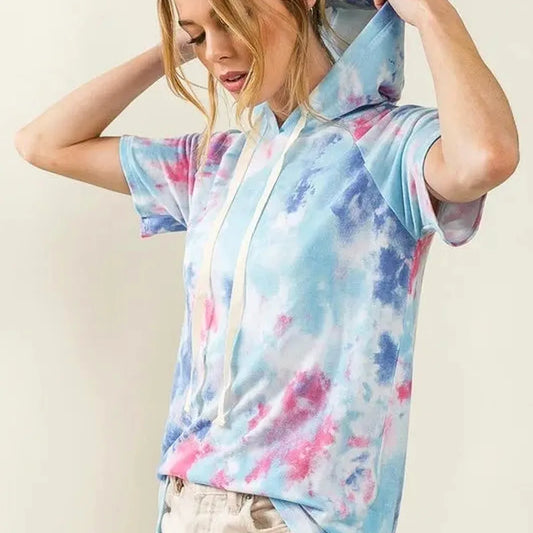 Stylish & Comfy Tie-Dye Terry Hoodie with Adjustable Drawstr — square view — Livostyle