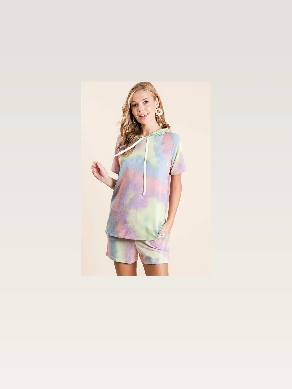 Chic Tie-Dye Drawstring Hoodie in Soft Terry Fabric — styled showcase — Livostyle