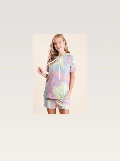 Chic Tie-Dye Drawstring Hoodie in Soft Terry Fabric — styled showcase — Livostyle