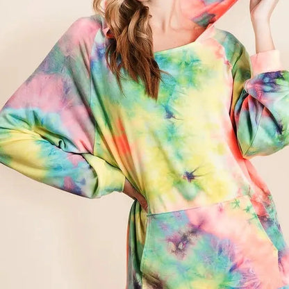 Stylish Tie-Dye Hoodie with Handy Kangaroo Pocket — square view — Livostyle