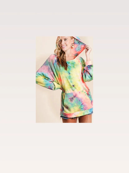 Stylish Tie-Dye Hoodie with Handy Kangaroo Pocket — styled showcase — Livostyle
