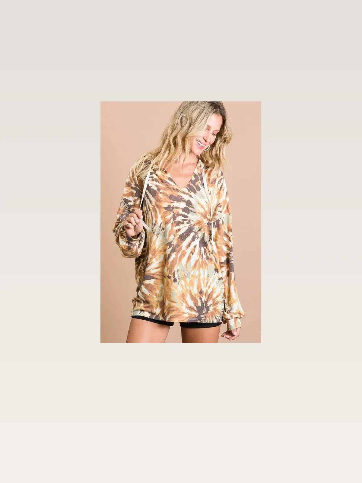 Stylish Tie Dye Hoodie with Sporty Twill Drawstring — styled showcase — Livostyle